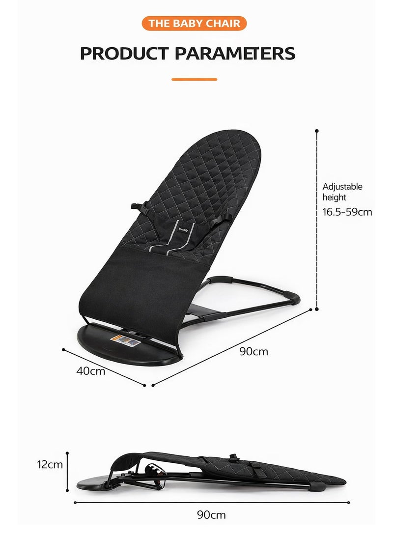 ARNOTEC Baby Bouncer Seat for Infants 0–18 Months – Portable Rocker with Soothing Vibrations, Mesh & Organic Cotton Fabric, 3 Recline Positions, Removable Toy Bar & Hanging Toys - Image 3