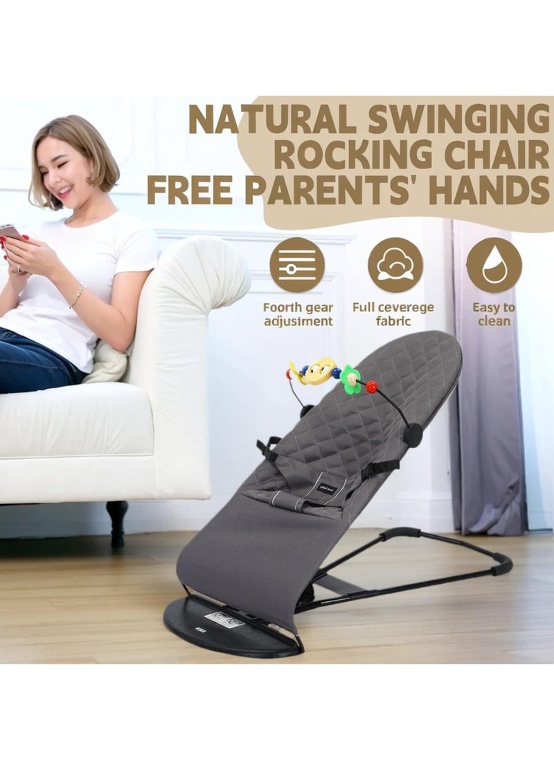 ARNOTEC - Baby Bouncer Seat for Infants 0–18 Months – Portable Rocker with Soothing Vibrations, Mesh & Organic Cotton Fabric, 3 Recline Positions, Removable Toy Bar & Hanging Toys - Image 1
