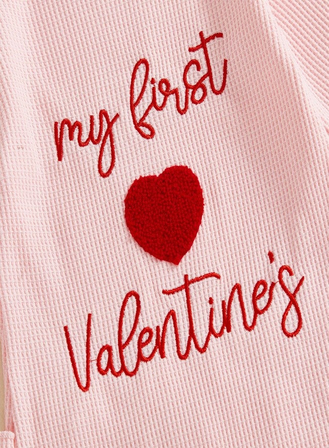 Socutebabe My First Valentines Baby Girl Outfit Newborn Love Onesie Waffle Knit Sweater Romper Jumpsuit Cute Infant Clothes (My First Valentines Pink, Newborn) - Image 5