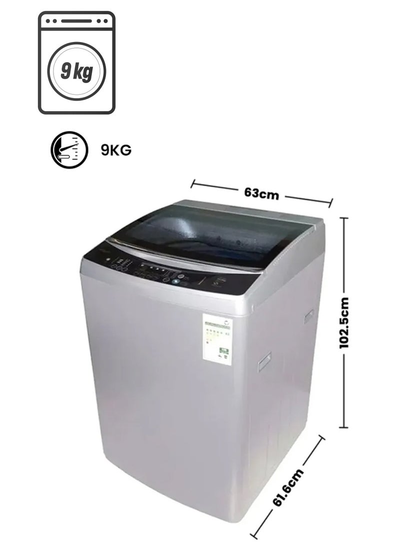 SUPER GENERAL Fully Automatic Top-Loading Washing Machine, 8 Programs, Spin Dry, Efficient Top-Load Washer With Child-Lock, LED Display SGW920NS Silver - Image 1