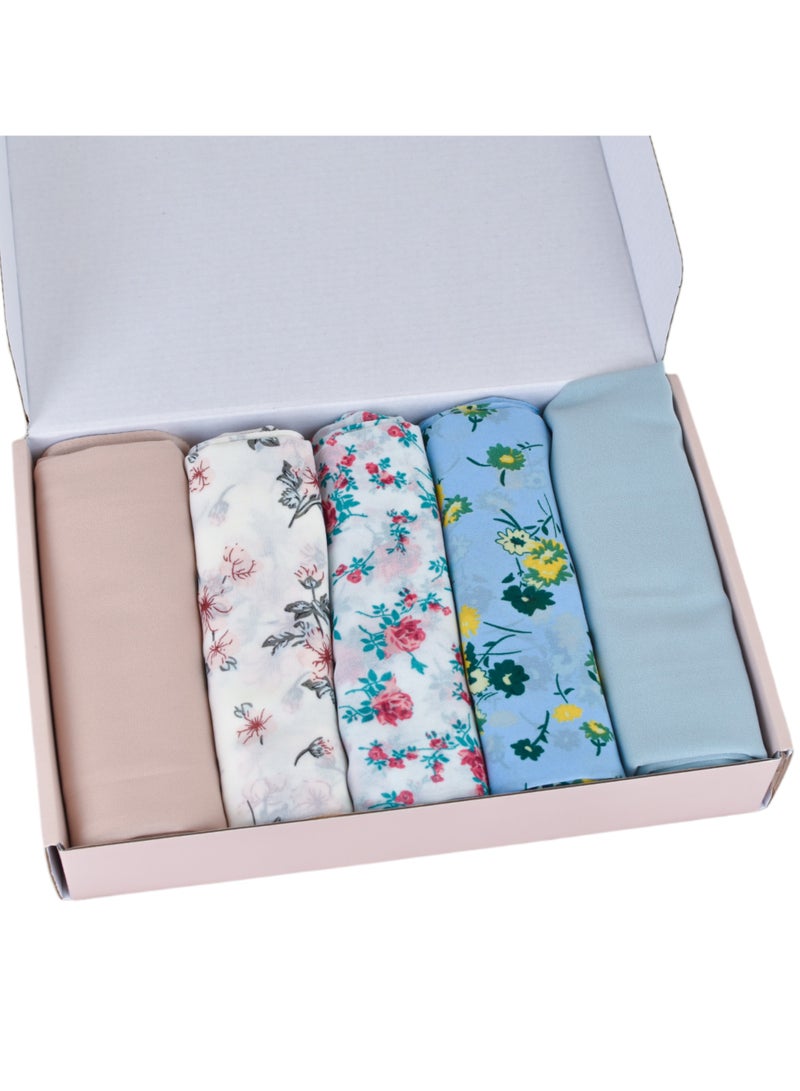 ADEEB-5 Pieces Hijab Scarfs for Women - Premium Quality Chiffon Hijab, Soft and Lightweight. Hijab Gift Box - Image 4