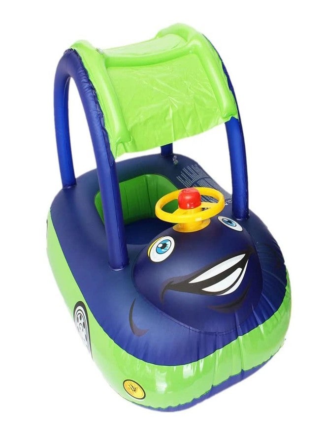 qiaoniuniu baby pool float with canopy Summer Steering Wheel Sunshade Swim Ring Car Inflatable toys infants Float Seat Boat for kids toddlers(Color blue) - Image 1