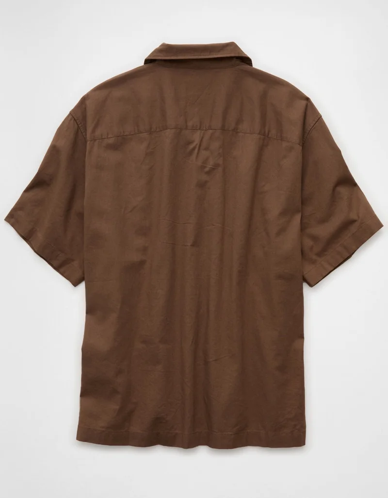 امريكان ايجل قميص بوول سايد بأزرار من مريج الكتان المطرز