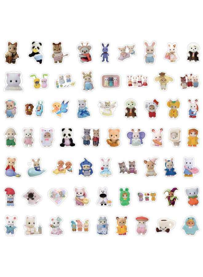 NIBEMINENT 60 Pcs Calico Critters Deco Kit Waterproof Stickers, High Definition Printing Bright Colors, Suitable for Laptop Skateboard Luggage Water Bottle Guitar DIY - Image 3