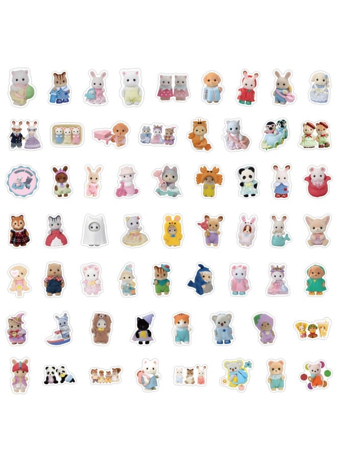 NIBEMINENT 60 Pcs Calico Critters Deco Kit Waterproof Stickers, High Definition Printing Bright Colors, Suitable for Laptop Skateboard Luggage Water Bottle Guitar DIY - Image 2