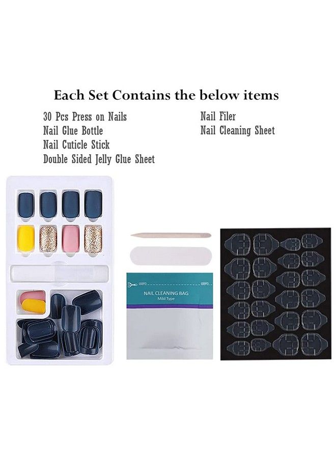 Store2508 Press On Gel Nails Sets With Double Sided Jelly Adhesive Nail Glue Nail Filer Pack Of 4 - Image 4