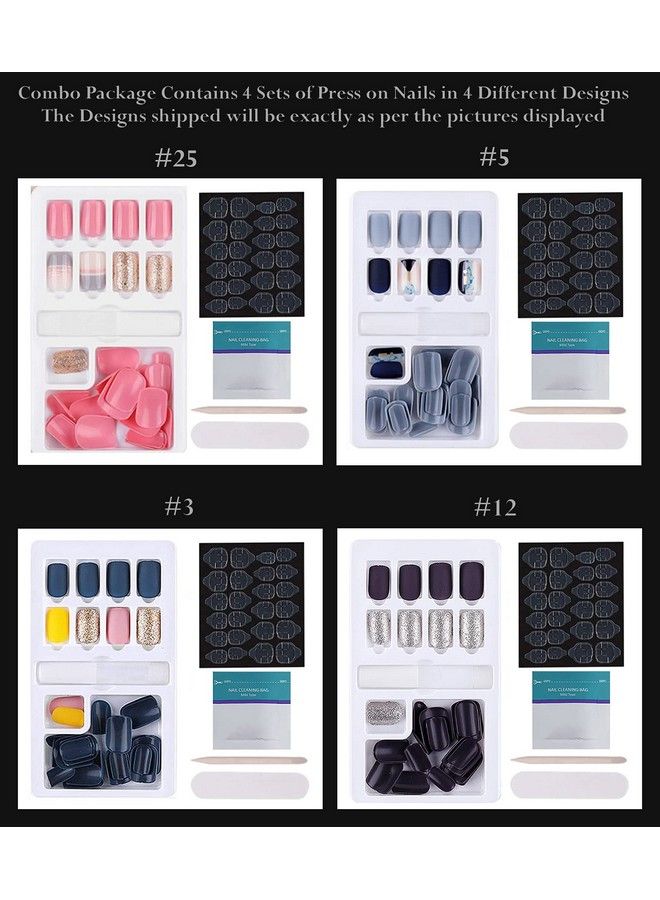 Store2508 Press On Gel Nails Sets With Double Sided Jelly Adhesive Nail Glue Nail Filer Pack Of 4 - Image 3