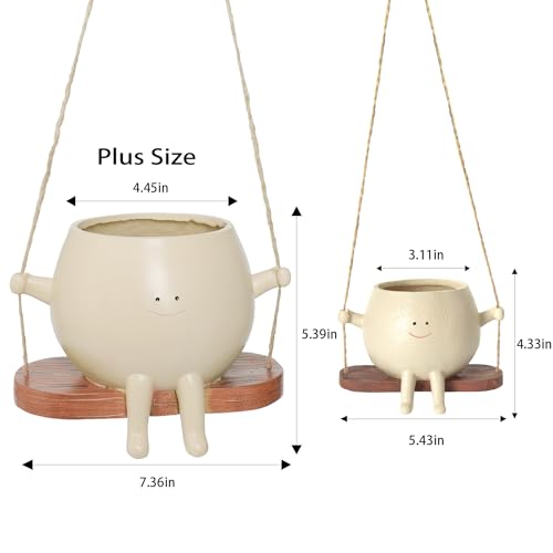 UMESONG Plus Size Swing Face Planter Pot Hanging Head Planter for Indoor Outdoor Plant for String of Pearls Plant Live Resin Flower Pots Gift Ideas for Mother and Teacher Appreciation Christmas - Image 3