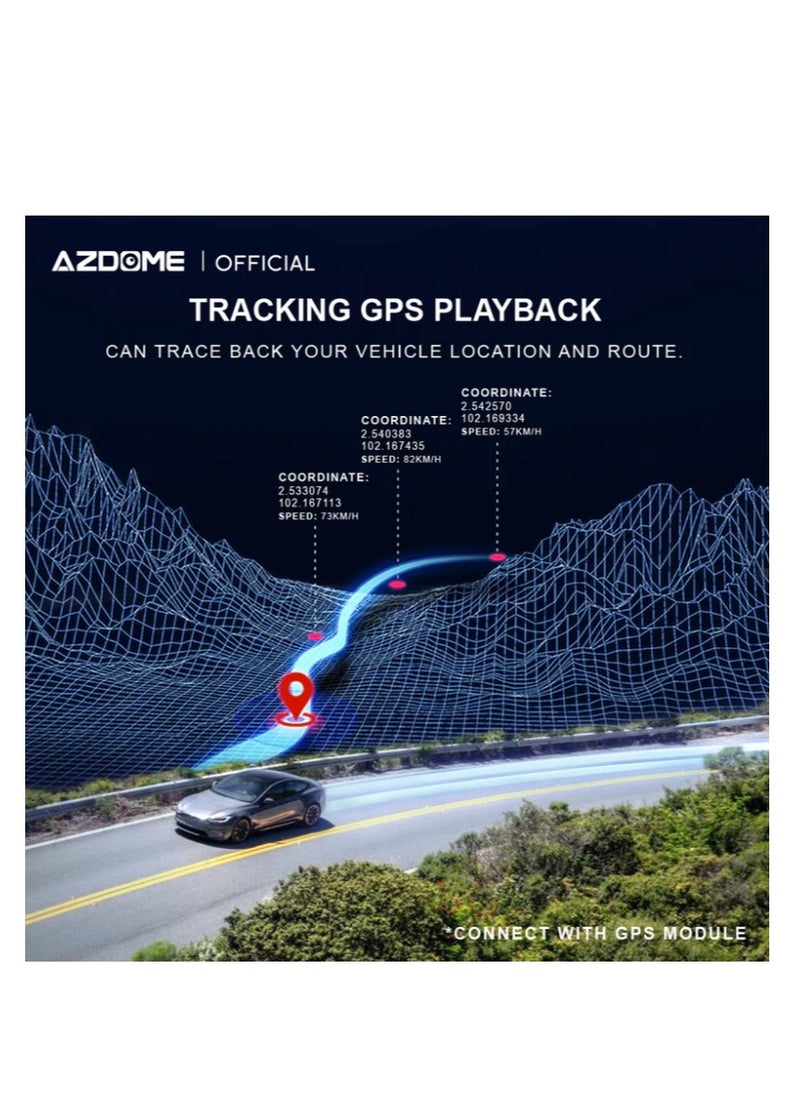 AZDOME - Azdome C9 Pro Dash Cam Live Broadcast And Tracking With A 4g Sim Card Talk To The Driver Wi-fi Two Night Vision Cameras Gps Parking Recording 24 Hours A Sensor And An Emergency Button It Works On The Car Assist Application You Can Download The  Application From Google Play or the App Store Dash Cam From Khareef Najd - Image 1