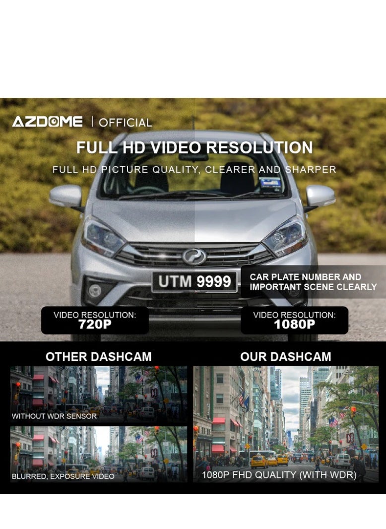 AZDOME - Azdome C9 Pro Dash Cam Live Broadcast And Tracking With A 4g Sim Card Talk To The Driver Wi-fi Two Night Vision Cameras Gps Parking Recording 24 Hours A Sensor And An Emergency Button It Works On The Car Assist Application You Can Download The  Application From Google Play or the App Store Dash Cam From Khareef Najd - Image 1