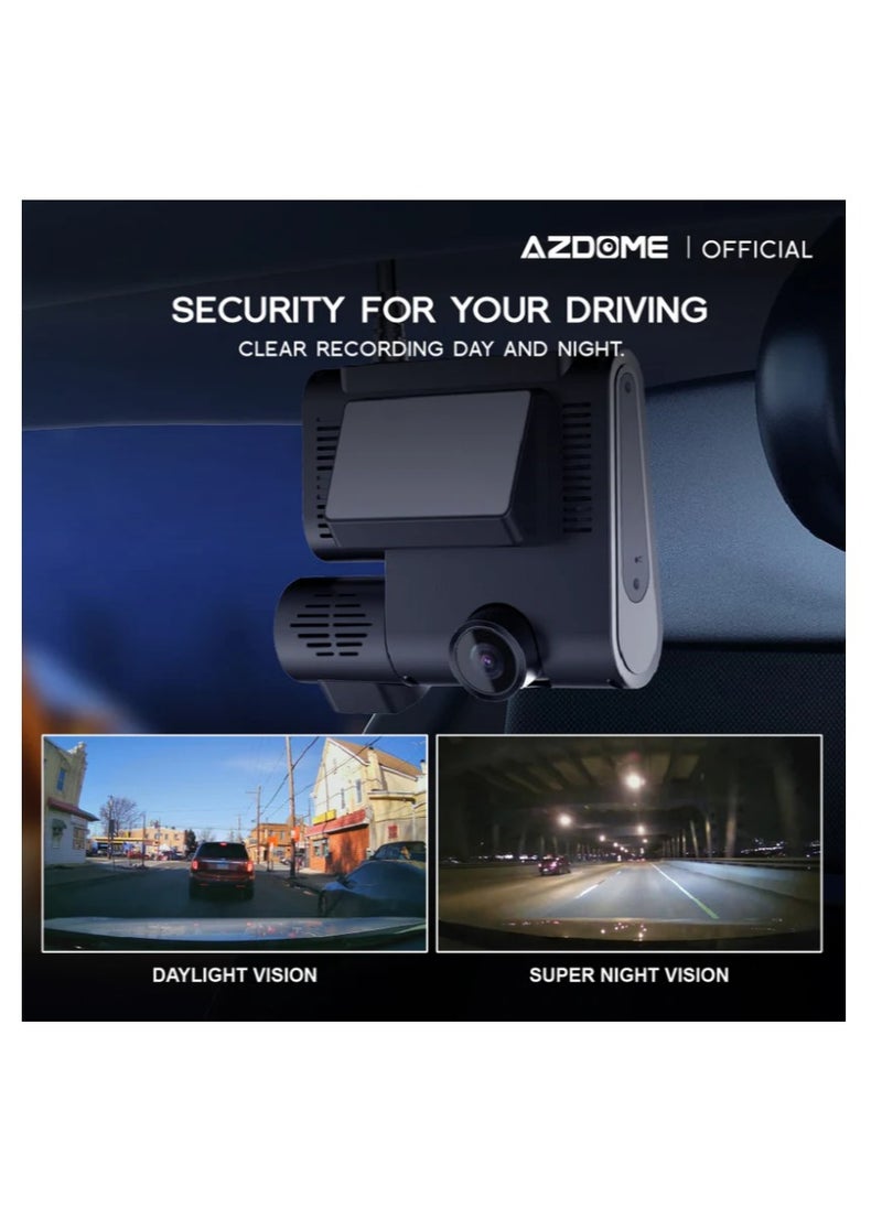 AZDOME - Azdome C9 Pro Dash Cam Live Broadcast And Tracking With A 4g Sim Card Talk To The Driver Wi-fi Two Night Vision Cameras Gps Parking Recording 24 Hours A Sensor And An Emergency Button It Works On The Car Assist Application You Can Download The  Application From Google Play or the App Store Dash Cam From Khareef Najd - Image 1