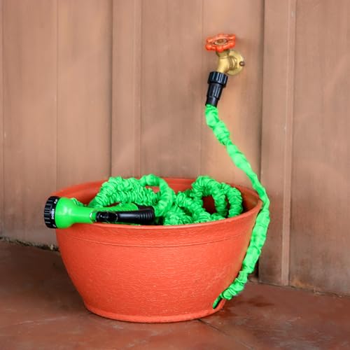 Emsco Group EMSCO Expandable Hose Hider – Expandable Hose Storage Pot – Rustic Terra Cotta - Image 4