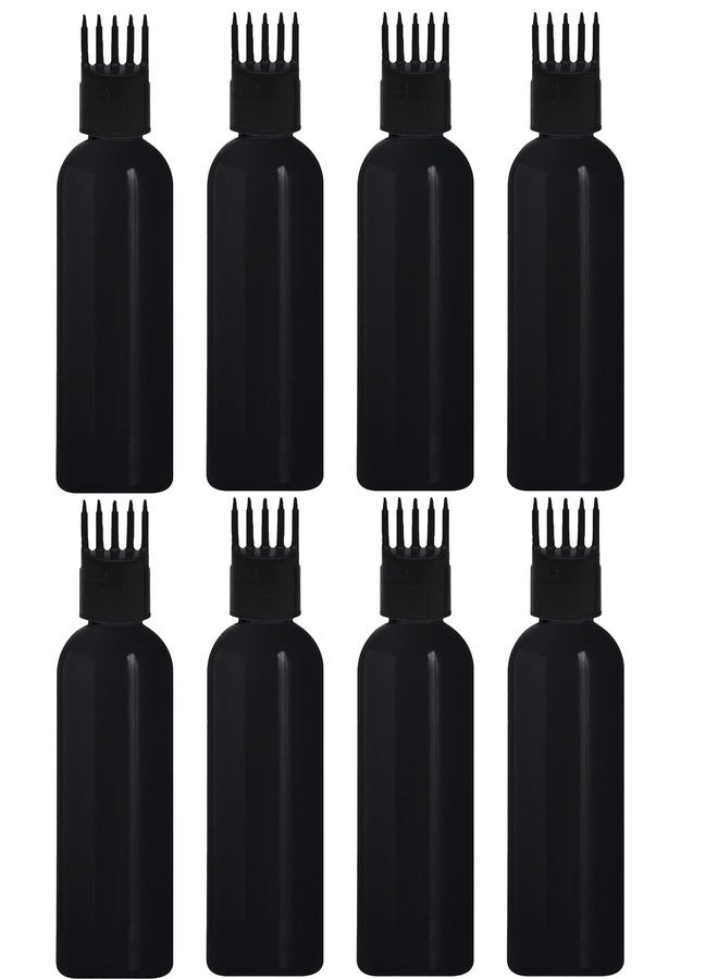 HUNCHA Hair Root Comb Applicator Bottle For Applying Hair Oil Shampoo and Medicine, Oil Applicator Bottle For Scalp, 100ml Applicator Hair Root Bottle, Black Bottle Black Comb, Pack of 8 - Image 1