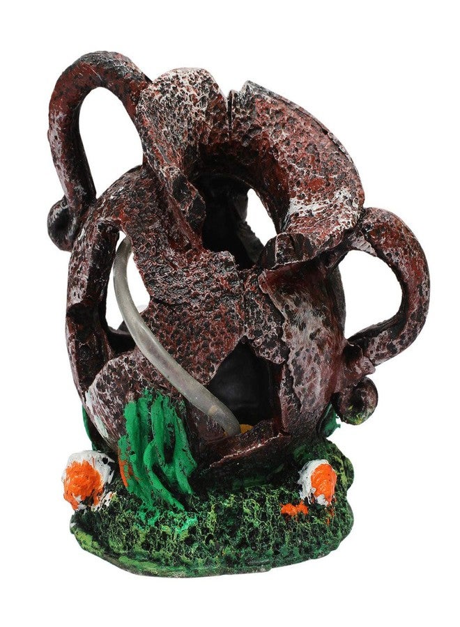 Aakriti Broken Aquarius Pot Aquarium Decoration - Brown Resin Fish Tank Ornament, Unique Pot Design for Freshwater & Saltwater Aquariums, 13.5 cm Decorative Aquarium Decor - Image 1