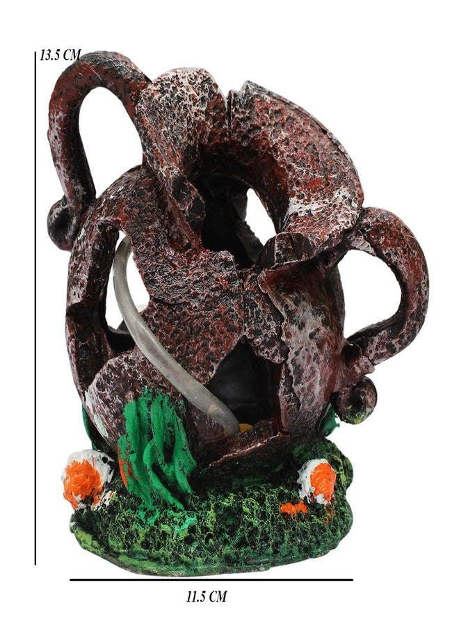 Aakriti Broken Aquarius Pot Aquarium Decoration - Brown Resin Fish Tank Ornament, Unique Pot Design for Freshwater & Saltwater Aquariums, 13.5 cm Decorative Aquarium Decor - Image 4