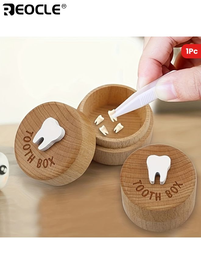 REOCLE Kid's Tooth Fairy Keepsake Box with 3D Carved Design and Wooden Construction Souvenir Memory Box with Whimsical Theme for Tooth Storage Gift Giving