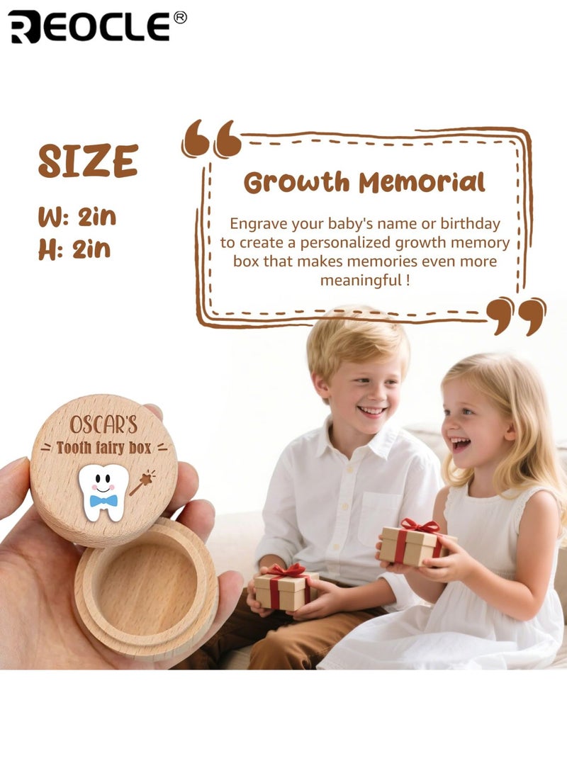 ريوكل صندوق تذكاري على شكل جنية أسنان للأطفال بتصميم ثلاثي الأبعاد وهيكل خشبي، صندوق تذكاري بتصميم خيالي لتخزين الأسنان، هدية مميزة. - Image 4