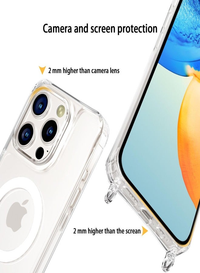 UnnFiko Crossbody Phone Lanyard for iPhone 15 Pro Case Compatible with Magsafe Clear, Metal Phone Strap Phone Case Shockproof Protection, Magnetic Phone Case for iPhone 15 Pro(Silver Lanyard) - Image 5