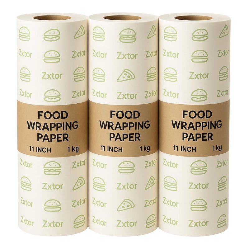 Zxtor 1 Kg Food Wrapping Paper Roll (150 Meter Length) : Non-Stick, Greaseproof, Heat-Resistant, Eco-Friendly Perfect for Chapati, Paratha, Sandwich, Burger Wraps, and Lunch Boxes (Pack of 3 - Rolls) - Image 1