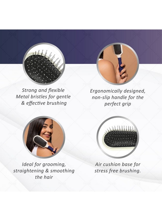 روس فرشاة شعر روس فوغ بادل ذات تغطية واسعة، شعيرات مرنة وناعمة برأس كروي للرجال والنساء (أزرق) - Image 2