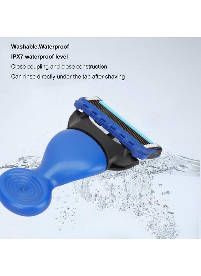 Arabest - Manual Shaving Razor with Rotary Blade Head Removable Button Shaver Satefy Washable Hair Remove Tool Blue - Image 1
