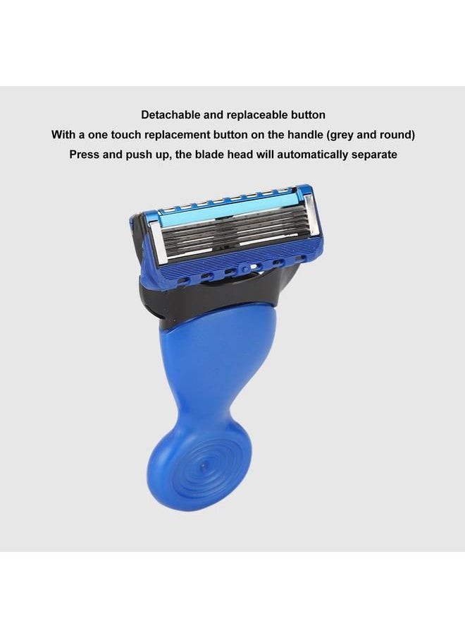 Arabest - Manual Shaving Razor with Rotary Blade Head Removable Button Shaver Satefy Washable Hair Remove Tool Blue - Image 1