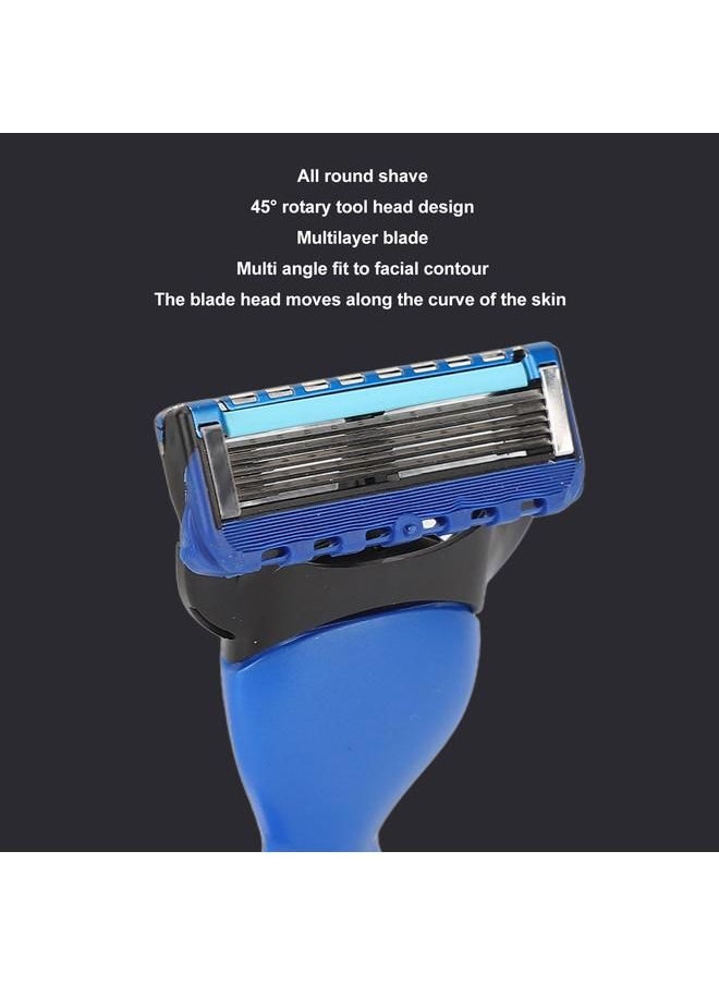 Arabest - Manual Shaving Razor with Rotary Blade Head Removable Button Shaver Satefy Washable Hair Remove Tool Blue - Image 1