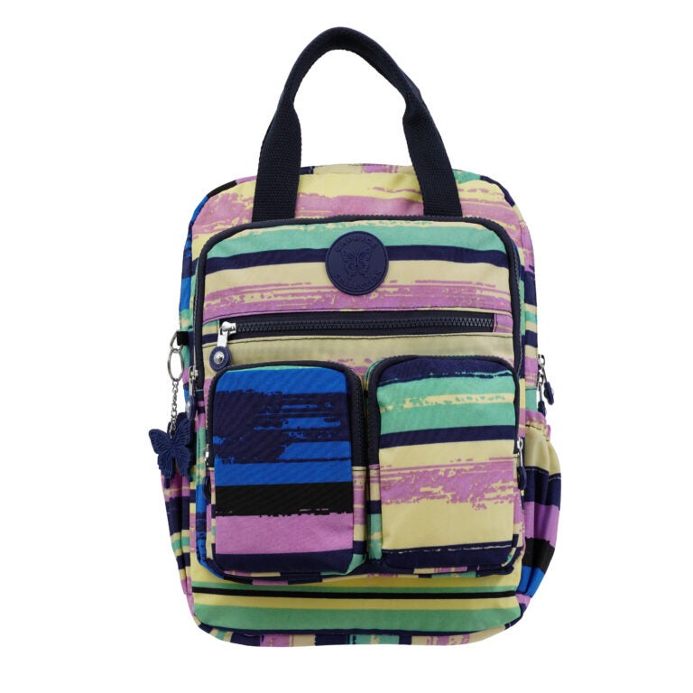 مجموعة كابريس حقيبة ظهر متوسطة للجنسين من كابريس كوليكشن – مخططة متعددة الألوان، خفيفة الوزن، نايلون مقاوم للماء، سعة 10 لتر - Image 1
