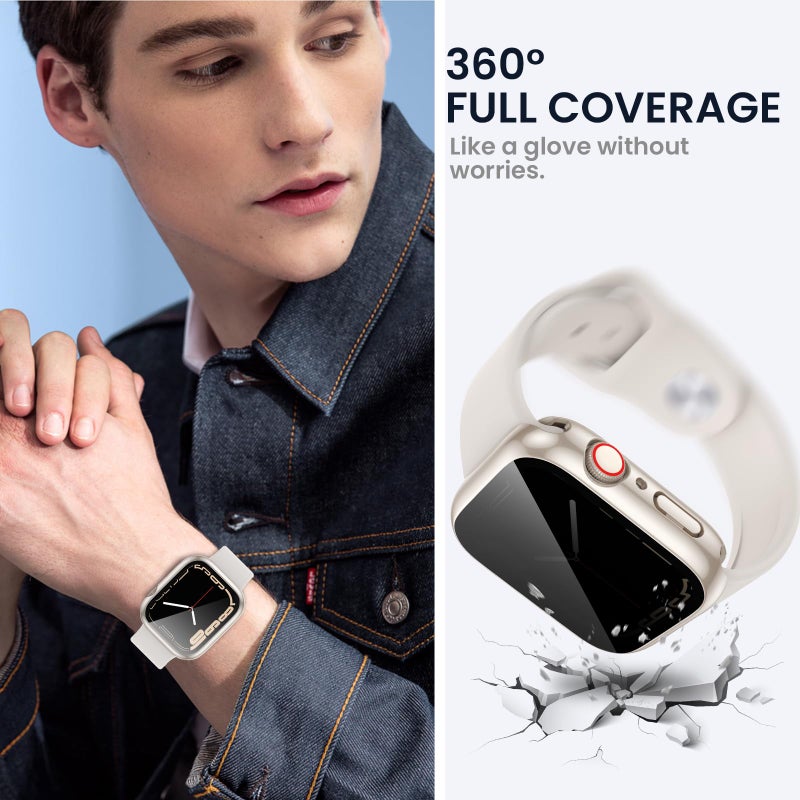 Tensea (2-in-1 for Waterproof Apple Watch Screen Protector Case 40mm SE 3/SE 2nd Generation/SE/Series 6 5 4, iWatch PC Face Cover with Privacy Tempered Glass Film [26Â° Anti Spy] [360Â° Full Protection] - Image 5