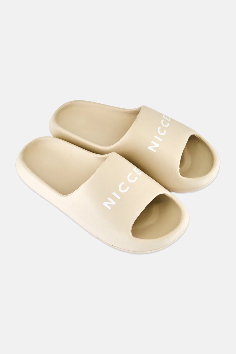Nicce Men Brand Logo Slides, Beige - Image 2