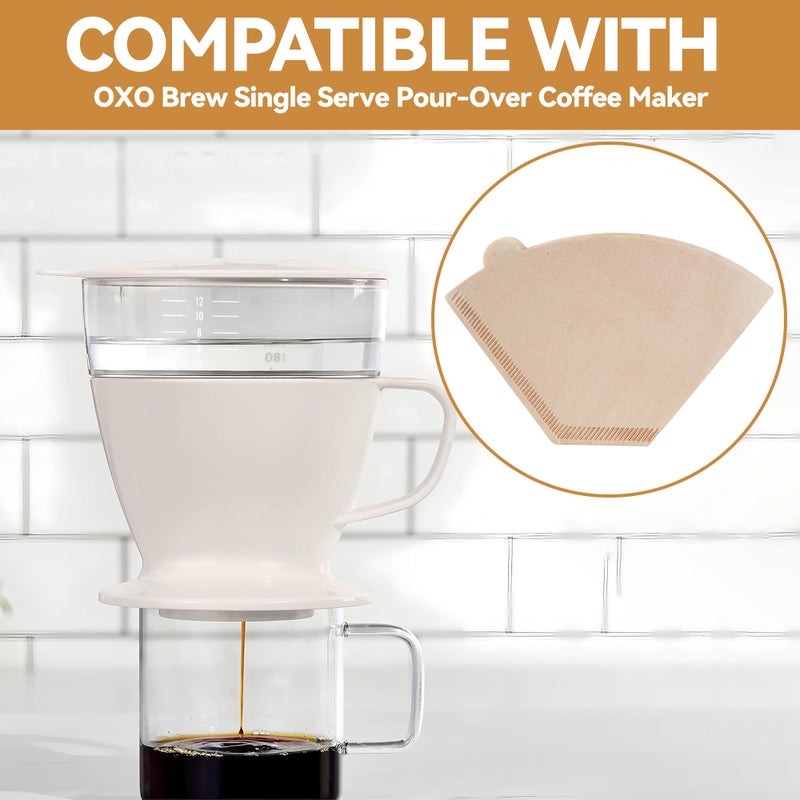brikinte Paper Coffee Filters Compatible with OXO Coffee Maker, 100 Pcs #2 Cone Natural Filter Paper for OXO Single Serve Pour-Over - Image 2