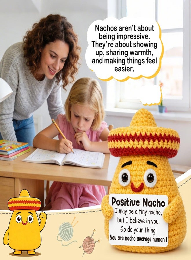 BdayPtion Positive Nacho Gifts for Women Men Mothers Day Birthday Gifts, Graduation Gift for Her Him Teens Girls Boys High School College Friend Handmade Positive Crochet Animals Nacho Support - Image 4