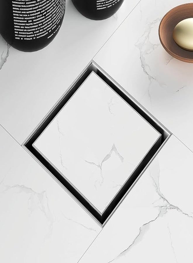 LIPKA 4 x 4 Inches Square Tile Insert Floor Drain | 304 Grade Stainless Steel/Invisible Shower Drain Channel | Waste Water Floor Drain for Bathroom & Showers Areas/Drain Jali with Anti Cockroach Trap - Image 1