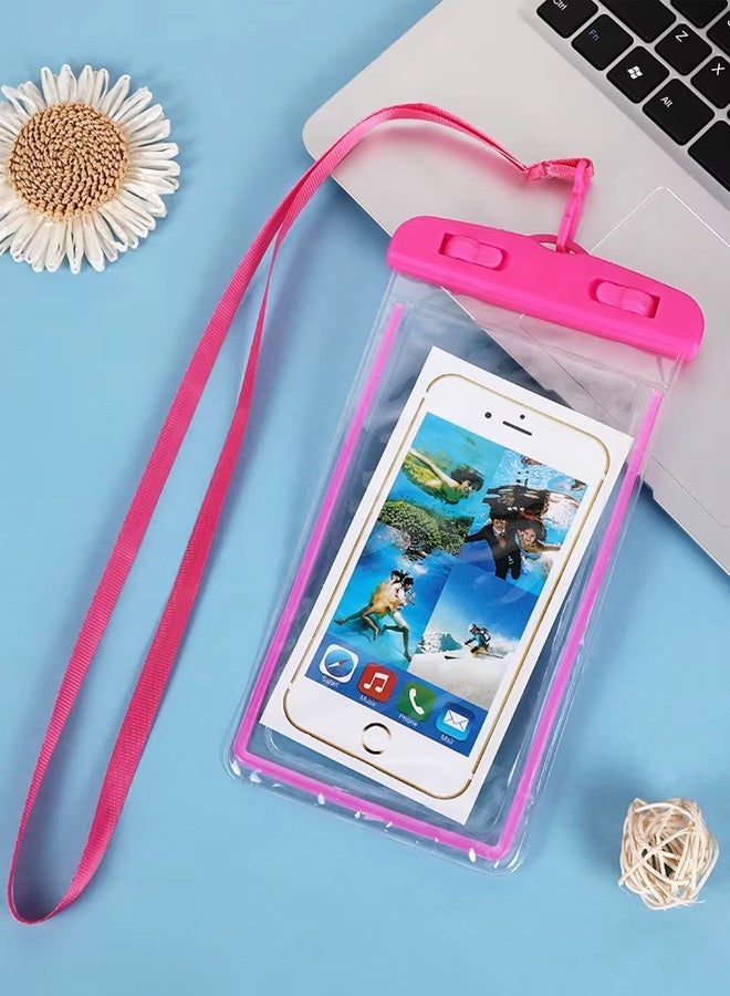 Fully protected sea case, Swimming Bag Waterproof Phone Case, Mobile Pouch PVC Cover Use at Beach or Swimming Pool, with Neck Strap For iPhone, Samsung, Xiaomi, Huawei, Redmi - Pink - Image 3