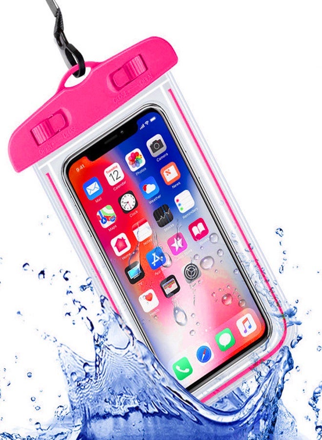 Fully protected sea case, Swimming Bag Waterproof Phone Case, Mobile Pouch PVC Cover Use at Beach or Swimming Pool, with Neck Strap For iPhone, Samsung, Xiaomi, Huawei, Redmi - Pink - Image 1
