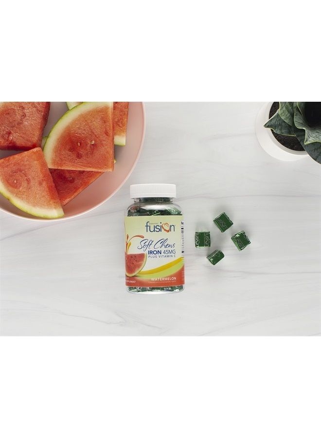 Iron Soft Chew with Vitamin C | Watermelon Flavored | Iron Supplement Chewy Vitamin for Bariatric Patients Including Gastric Bypass and Sleeve Gastrectomy | 60 Count | 2 Month Supply