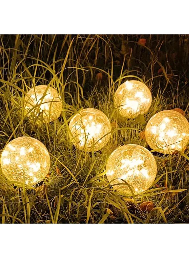 Solar Garden LED Glass Ball Lights 2Pcs Warm Light Cracked Glass Projection Decor - Image 3