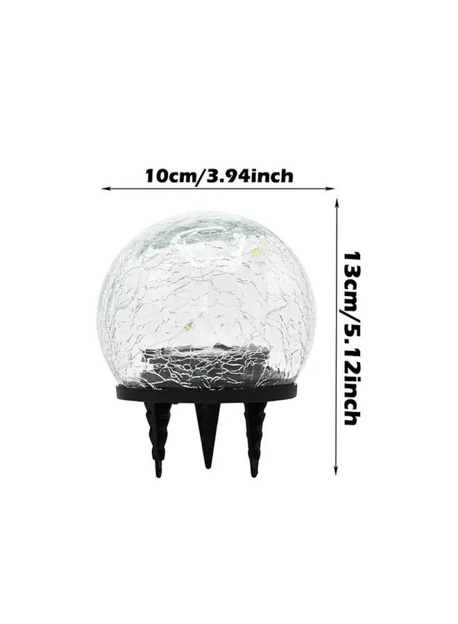 Solar Garden LED Glass Ball Lights 2Pcs Warm Light Cracked Glass Projection Decor - Image 4