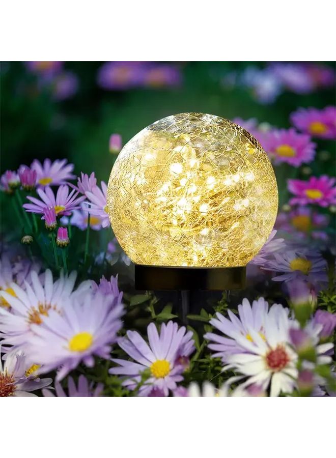 Solar Garden LED Glass Ball Lights 2Pcs Warm Light Cracked Glass Projection Decor - Image 5