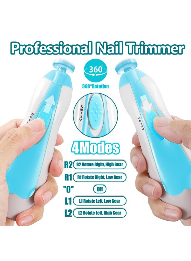 مقلم أظافر كهربائي للأطفال، مجموعة مانيكير 6 في 1 قابلة لإعادة الشحن لمقصات أظافر الرضع للصغار أو البالغين (أزرق) - Image 4