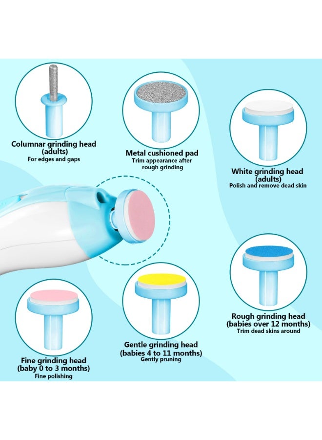 مقلم أظافر كهربائي للأطفال، مجموعة مانيكير 6 في 1 قابلة لإعادة الشحن لمقصات أظافر الرضع للصغار أو البالغين (أزرق) - Image 3