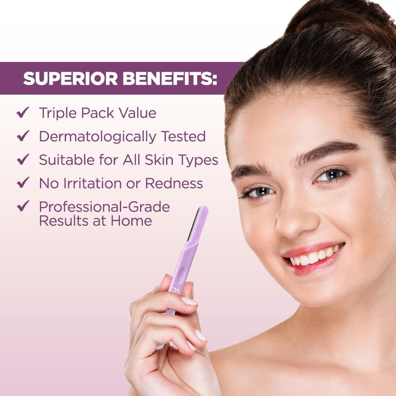 Floren Face & Eyebrow Dual facial razor for women | Dual Blade Razor | 3N | Smooth Skin | German Blades | Easy Precision Shave - Image 2