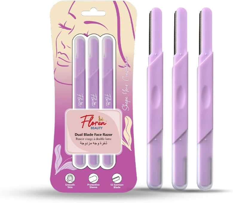 Floren Face & Eyebrow Dual facial razor for women | Dual Blade Razor | 3N | Smooth Skin | German Blades | Easy Precision Shave - Image 1