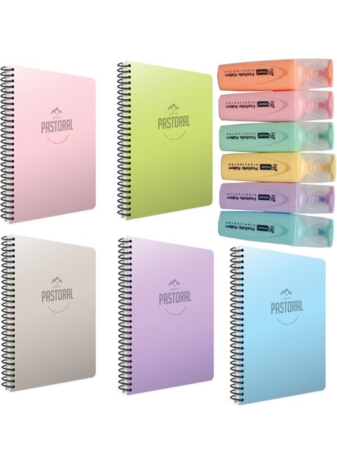 Envy Pastel Color Checkered Notebook Set & Micro Pastel Marking Pen Set