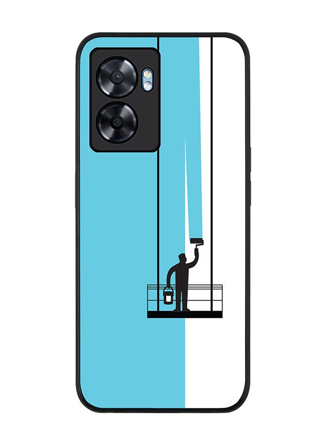 Stylizedd Rugged Black edge case for Oppo A57 Slim fit Soft Case Flexible Rubber Edges Anti Drop TPU Gel Thin Cover - Paint Hanger (Blue) - Image 1