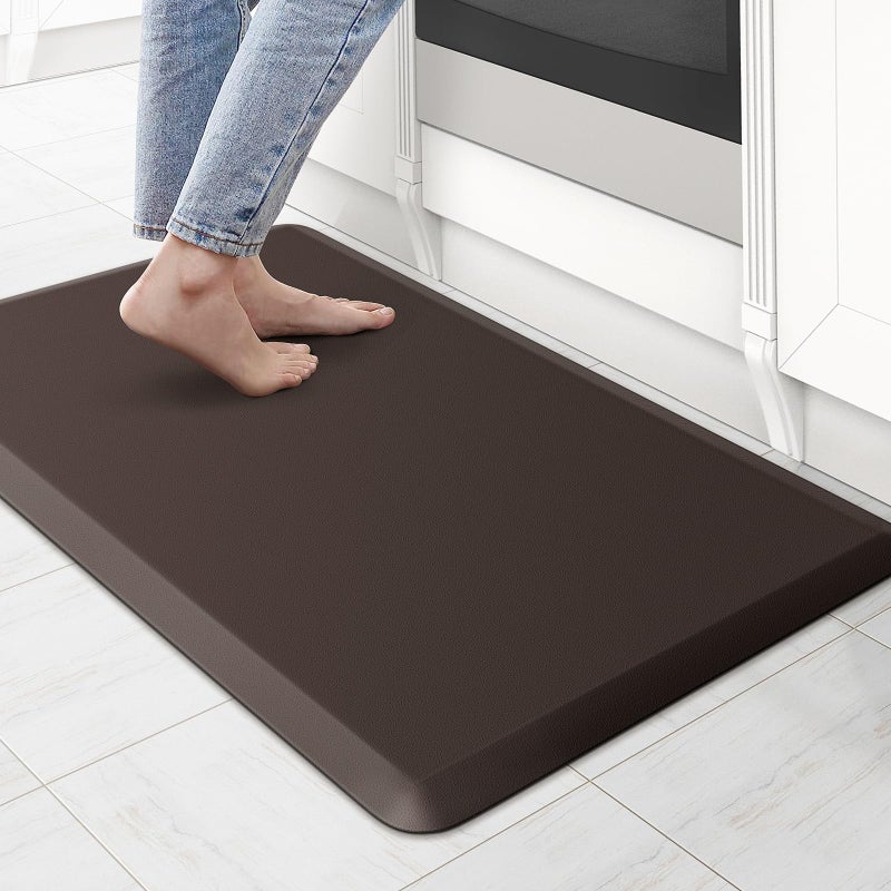KitchenClouds Kitchen Mat Cushioned Anti Fatigue Rug 17.3"x28" Water Resistant Non Slip Standing Desk Mat Comfort Floor Mats for Kitchen House Sink Office (Chocolate) - Image 1