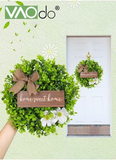 VAOdo Welcome Sign with Wreaths Artificial Flower Garland Door Porch Wall Decoration Door Wreath Wall Garland Decoration for Door Porch Wall Wedding Reception  - Image 1
