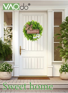VAOdo Welcome Sign with Wreaths Artificial Flower Garland Door Porch Wall Decoration Door Wreath Wall Garland Decoration for Door Porch Wall Wedding Reception  - Image 3