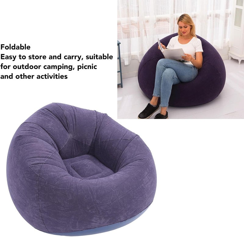 Inflatable Chair Blow up Seat Gaming Lounger Ergonomic Blow Up Couch Air Lazy Sofa Camping Garden Stylish Design for Indoor and Outdoor (Dark Blue) - Image 4