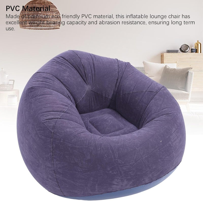 Inflatable Chair Blow up Seat Gaming Lounger Ergonomic Blow Up Couch Air Lazy Sofa Camping Garden Stylish Design for Indoor and Outdoor (Dark Blue) - Image 5